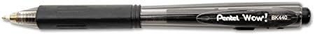 Pentel uau! Pacote de valor de caneta esferográfica, retrátil, médio 1 mm, tinta preta, barril preto, 36/pacote