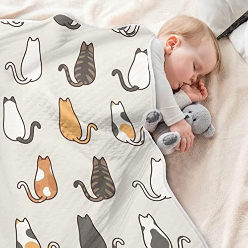 Clanta de arremesso de gatinho sentado de costas de algodão para bebês, recebendo cobertor, cobertor leve e macio para berço, carrinho, cobertores de berçário, 30x40 em