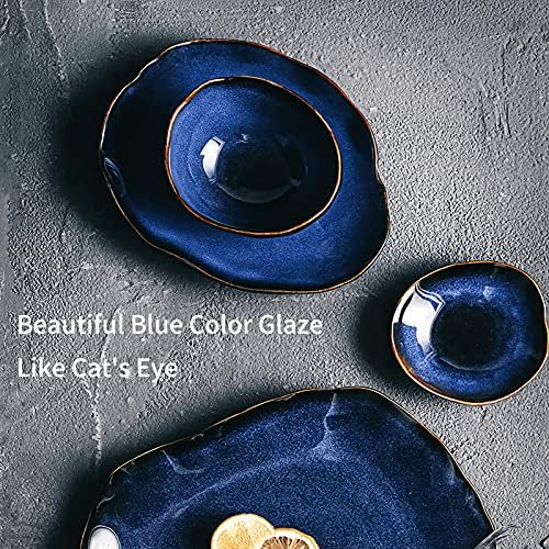 Tigela decorativa de cerâmica vomana, tigela azul de cerâmica, tigela de decoração versátil de porcelana, pequena jóia de bugiganga