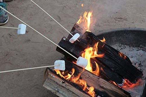 FlyParty Bamboo Marshmallow Stands de assar com 30 polegadas de 5 polegadas de espessura extra longa de madeira pesada, barbecue de torrefão S'mores espetos para cachorro -quente para acampar, festa, salsicha de kebab