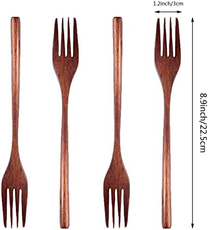 Arikj 8 peças colheres de madeira Forks Definir conjuntos de talheres de madeira reutilizáveis ​​de talheres de madeira natural para alimentos, sobremesas, sopa, salada, frutas