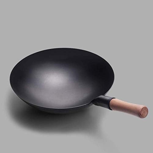 Shypt autêntico wok martelado à mão ， mato de ferro feito à mão adequado para panela de indução, fundo redondo