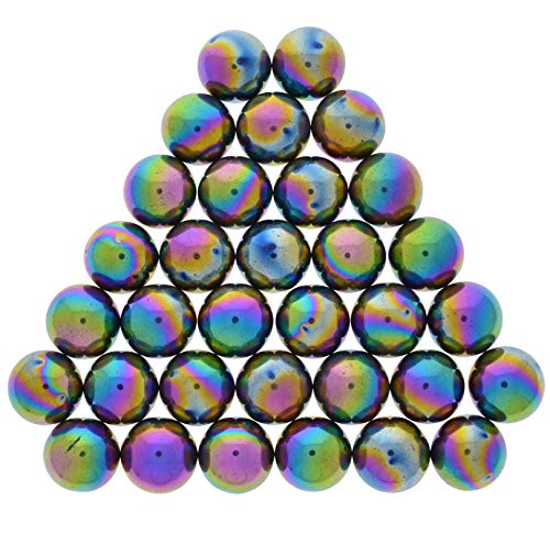 Gemas hipnóticas: 20 PCs Rounds de hematita magnética do arco -íris - tamanho de 0,75 polegada - ímãs de ferrita de cerâmica a granel para criação, hobbies, geladeira, ciência, fabricação, casa, escritório e muito mais!