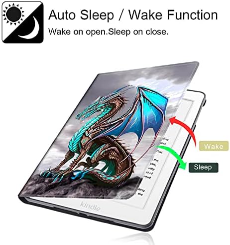 Caso para Kindle Paperwhite 4 2018, capa protetora de concha de couro PU com despertar/sono automático para Kindle Paperwhite 10 gen 2018, Cool Blue Dragon
