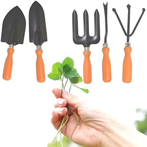 Conjunto de ferramentas de jardim da loja de residências, kit de ferramentas para jardinagem pesada de 5 peças, ancinho de ervas daninhas