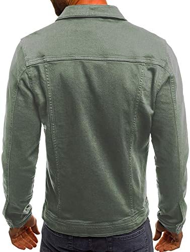 Jaqueta de jeans masculina, ajuste regular de botão sólido para baixo, inverno outono fora do estilo retro de estilo retro