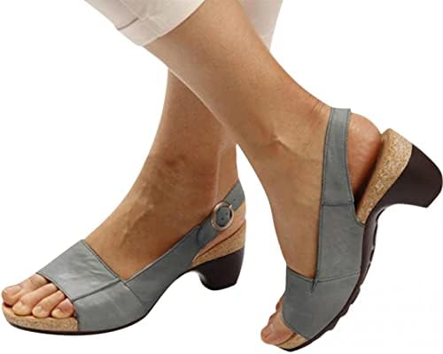 Sapatos de cunha AAYOMET para sandálias femininas, sandálias de sandália feminina sandálias de salto aberta do tornozelo do tornozelo