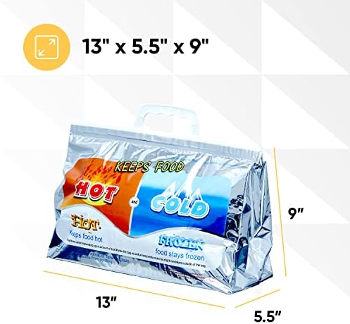 Pacote de 3 sacolas isoladas quentes e frias- armazenamento de alimentos para itens congelados e quentes- lancheiras reutilizáveis ​​e sacolas de compras, bolsas refrigeradas pesadas