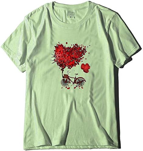 Camiseta do Dia dos Namorados para mulheres Flor Heart Printing Tees Plus Size Tops Casuais Moda Moda Solid Color Pullovers