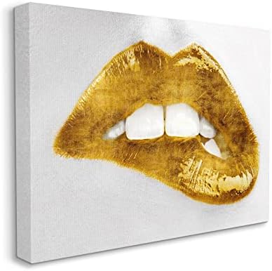 Stuell Industries Modern Amarelo Moda Lip Lip Glam Photography, projetada por Sarah McGuire Canvas Wall Art, 20 x