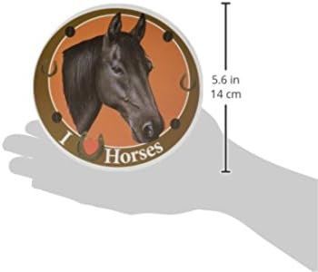 Animais de estimação de E&S eu amo o ímã de carro de cavalos pretos com fotografia de cavalo realista no centro coberto de brilho UV para o clima e o círculo de proteção desbotado mede 5,25 polegadas de diâmetro