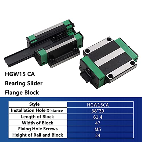 Mssoomm 15mm Hgw15 Kit de trilho linear quadrado CNC 2PCS HGW15-37,8 polegada / 960mm +4pcs Hgw15 - Caneta do linear do tipo