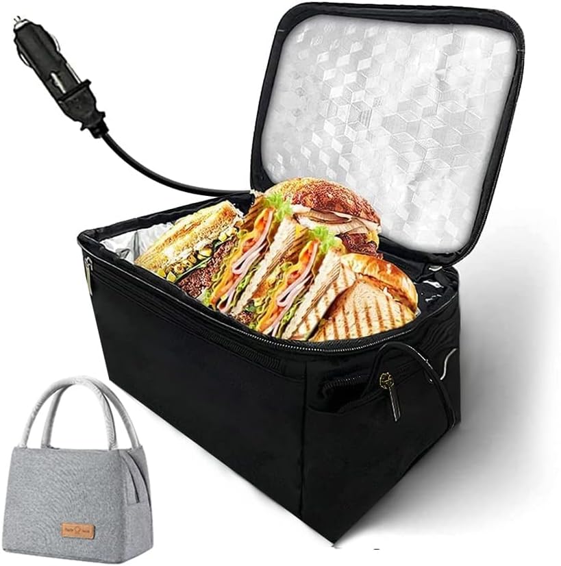 DXIN PORTABLE PORTATE 12V Plug Food Allower Aquecedor lancheira para carro, caminhão, lancheira para refeições reaquecimento e comida crua, preto, 12VHDB