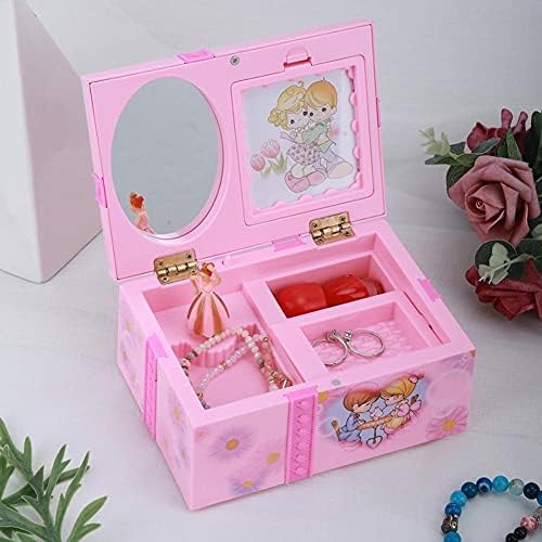 Caixa de música de música de dança rosa grossa Ornamentos de decoração de casa Caixa de música de armazenamento de jóias