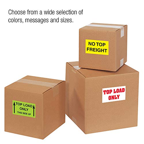 Lógica de fita Aviditi 3 x 5, apenas carga superior Red/White Aviso Adesivo, para envio, manuseio e embalagem