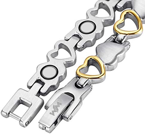 WELMAG® Womens Titanium Steel Magnetic Therapy Bracelelet Allest for Ajurtable Ajuste