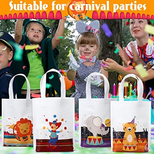 Deekin 24 PCs Circus Carnival Party Gift Bags Gift Gream Treat Bag de Decorações de Carnaval de Carnaval Carnaval Compras Tote Reutil
