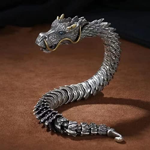 FNJUUCW Mens Dragon Chain Bracelet, Vintage Old Metal Metal Zodiac Dragon Totem Ajuste Ajuste Coloque
