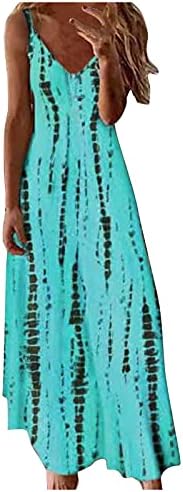 Vestido de tanque sem mangas de verão feminino Boho Spaghetti Strap Dressos Beach Flowy Ethnic Long Dress Maxi Dress