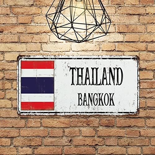 WOGUANGIS THAILAND FLAND METAL TIN SIGN BANGKOK RETRO RETRO PENIDADE PENDIDO SINAL SINAL NACIONAL DA CIDADE DA Cidade da Cidade