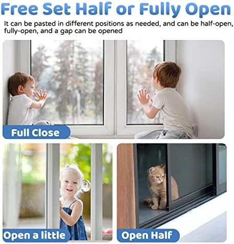 Trava de porta deslizante para crianças Segurança: 4 bloqueios de janela Praxa de criança Slide Fechos da porta de vidro, barra de segurança