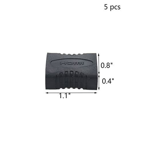 Wealrit 5 PCs Black HDMI Couplador, adaptador de conector feminino para fêmea HDMI, Extender a cabo HDMI