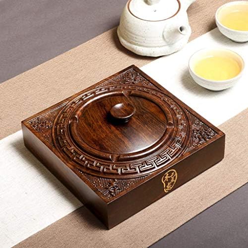 Zuqiee estilo chinês cinzeiro criativo ébano de madeira cinzeira grande cinza com tampa 16 16 5 cm cinzeiros