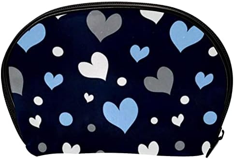 Bolsa de maquiagem tbouobt bolsa de bolsa cosmética bolsa bolsa com zíper, coração azul azul marinho