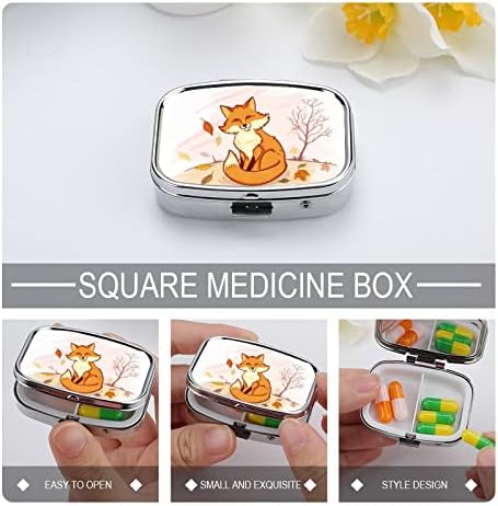 Caixa de comprimidos quadrados Cartoon Box Box Caixa Medic Medic Medicine Caso Organizador para bolsa de bolso e viagem 2.2x1.6in