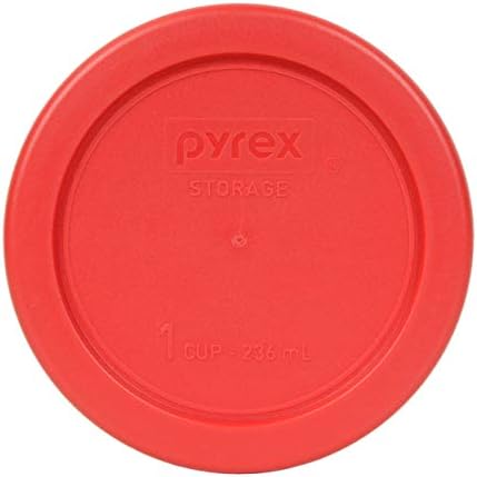 Pyrex 7202 -PC Vermelho 1 xícara de tampa de armazenamento de plástico redondo, fabricado nos EUA - 4 pacote