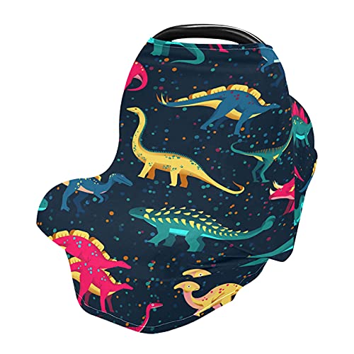 Colorido de dinossauros fofos dossel de assento para bebês, cobertura de assento para meninos meninas, cobertura de enfermagem