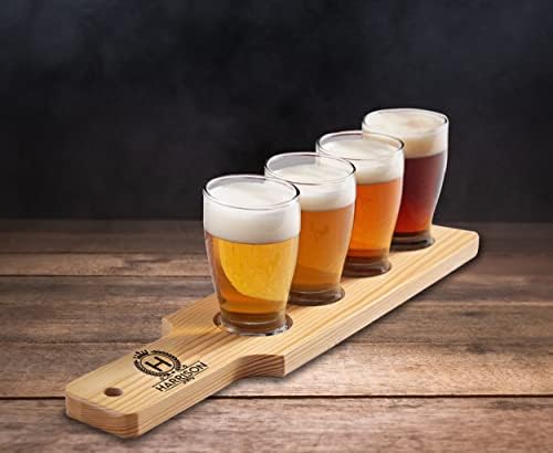 Teeamerore personalizado cerveja artesanal Paddle com 4 copos Conjunto Adicione seu nome Monogram
