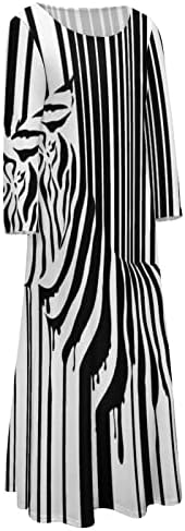 Vestido de manga longa em preto e branco vestido de manga longa maxi vestidos de mamadeira casual redondo vestidos de camiseta para mulheres