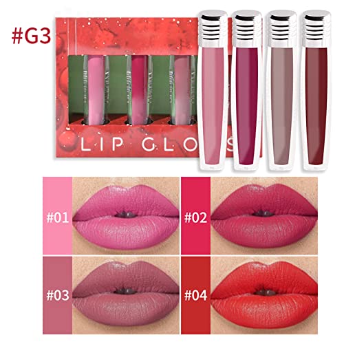 Dbylxmn 4pcs batom de batom líquido kit de maquiagem de natal lipgloss para mulheres labiales vermelho profundo original batom