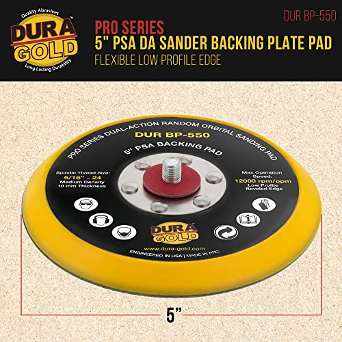 DURA -GOLD 5 Green Film PSA Sanding Discs - 500 Grit & 5 PSA Da Sander Backing Plate Plaw