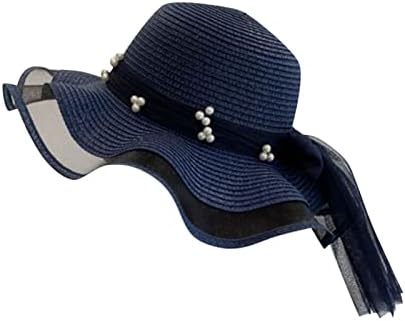 Chapéus de verão para mulheres Mesh Wave Pearl Ribbon Hat Acessórios para mulheres garotinhas Sun Cap senhoras femininas viseira hat ladras