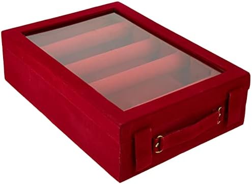 Kuber Industries 4 hastes transparentes Boxader da caixa de veludo caixa de salto com revestimento de veludo caseia de armazenamento