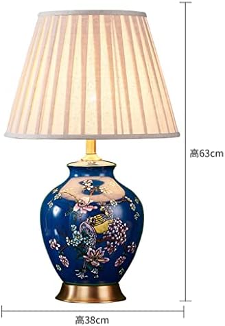 ZSEDP Romântico Blue Porcelain Cerâmica Lâmpada de mesa para a sala de estar de cabeceira de cabeceira mesa de cabeceira leve