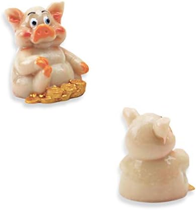 Conjunto de 4 estátuas de mini porco adoráveis ​​feng shui riqueza por piggy figuras decoração de casa que consome o presente parabéns 4 ls02555