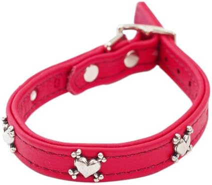 Rockin 'Doggie Dog Collar, couro, vermelho, coração, osso, importação direta no exterior, comprimento: aprox. 7,9 polegadas