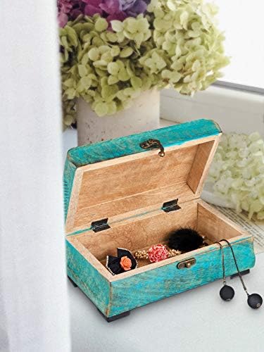 Caixa de jóias de madeira | Caixa de organizador de jóias de viagem para meninos meninos | Pequena caixa de jóias de madeira