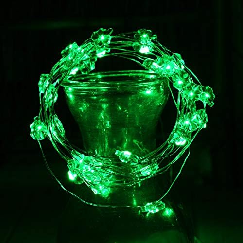 ViewPick Luzes de cordas do dia de St. Patrick Shamrocks Lucky Clover String Lights