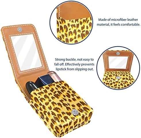 Colorido de cor de leme de leopardo de cor natural Batom Lipstick Case de maquiagem portátil Bolsa de viagem Case de batom de batom com espelho mini batom de batom para mulheres