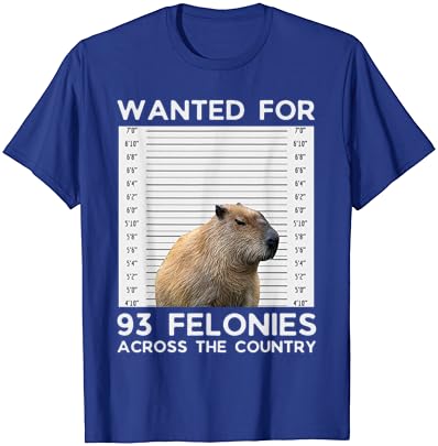 Capybara Mugshot procurado por 93 crimes em toda a camiseta do país