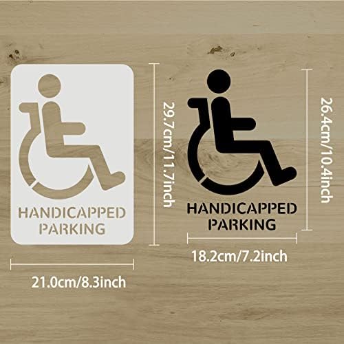 Modelo de estêncil de deficiência de Fingerinspire 11.7x8.3 polegada Plástico Handicap Painting Símbolo de handicap de estêncil com estacionamento deficientes estêncil reutilizável de palavras DIY para estacionamento e estacionamento