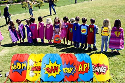 Bolsas de festa de super -heróis de festas Favory Backpacks Backpacks para crianças Presentes de aniversário meninos 12 peças Amarelo azul vermelho
