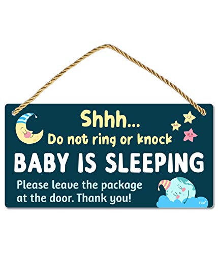 Funplus Baby Sleeping Sign para a porta da frente - não bata ou toce - 10? X5? Sinal de suspensão de plástico de PVC