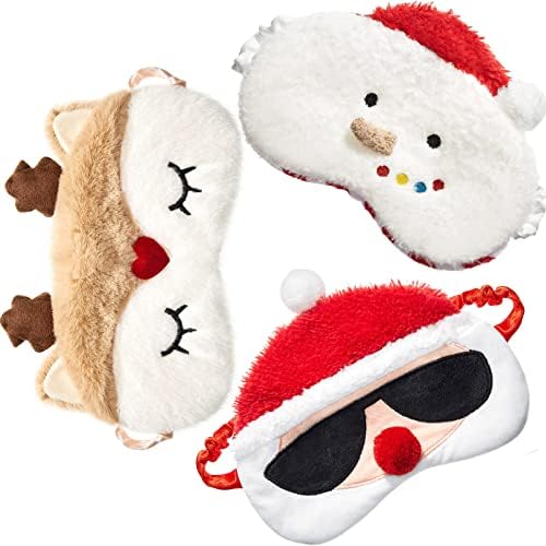 3 peças máscaras oculares de Natal para meninos e meninas máscara de dormir para crianças máscara de sono para o Natal,
