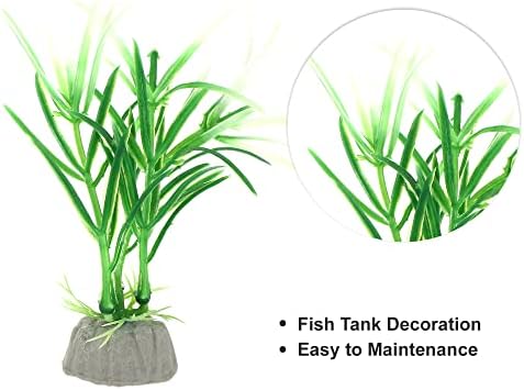 Vocoste 10 PCs Plantas de plástico aquário, planta aquática artificial para decoração de plantas de paisagem de tanques de peixes, verde