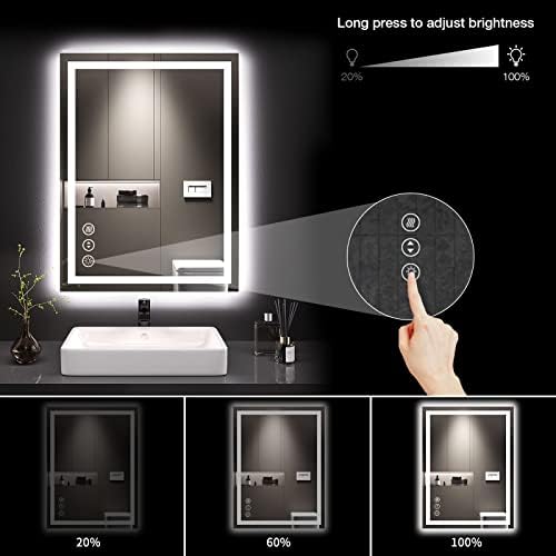 Loaao 24x32 espelho de banheiro LED com luzes, anti-capa, diminuição, iluminada por trás + iluminada e iluminada espelho da